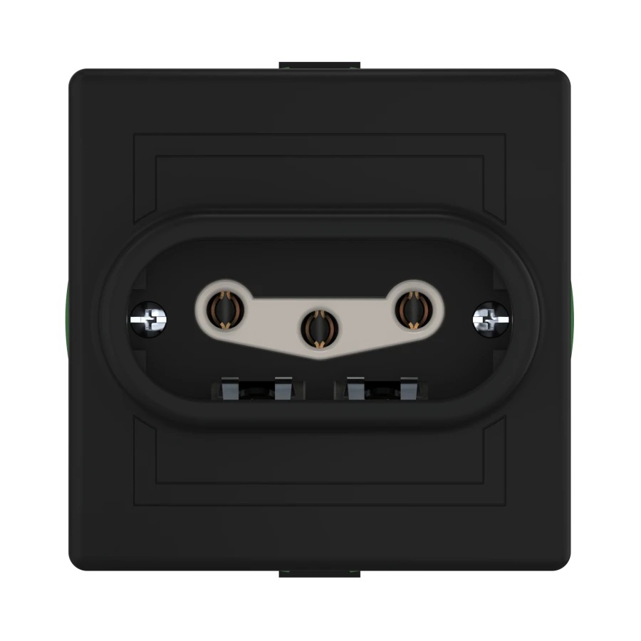 Caduceus Aling Prestige Three-Phase Socket with Ceramic Base 16A, 440V, Black (Soft Touch), Art. 6