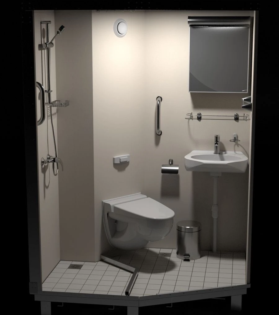 كابينة صحية مع دش للسفن والمرافق العائمة