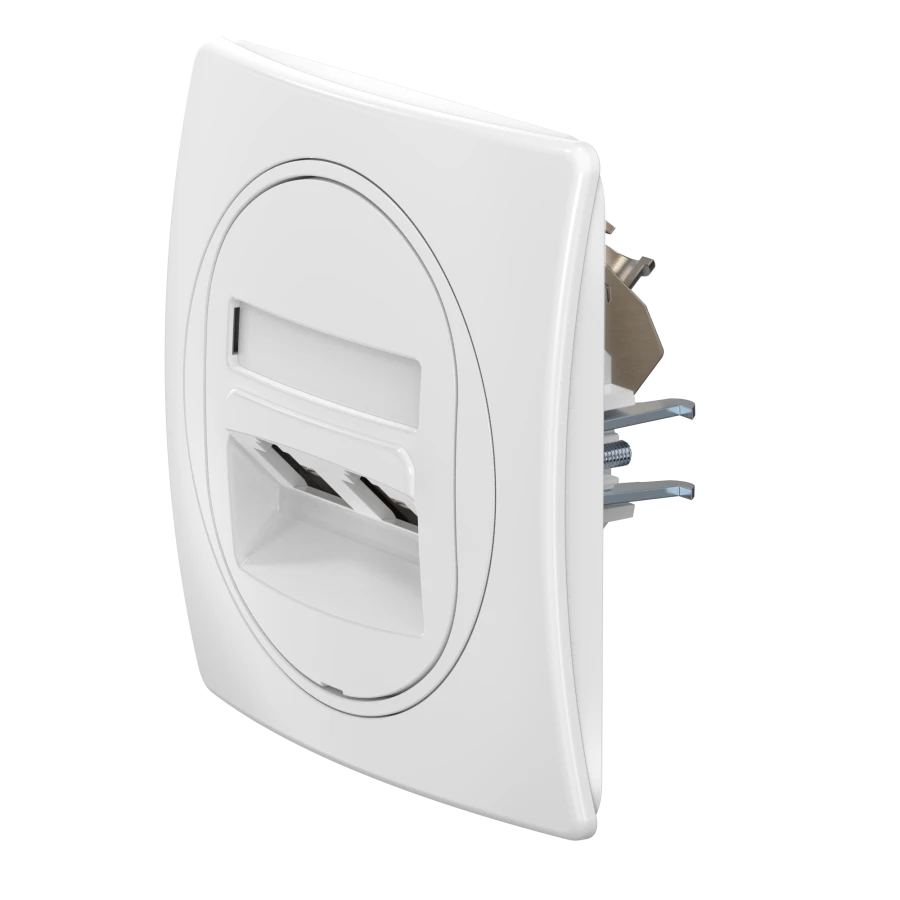 Double Computer Socket with Keystone RJ45 Modules, CADUCEUS ALING EON E615S.00