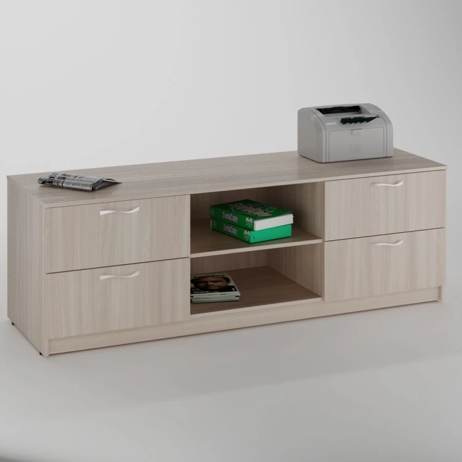 Desk Side Cabinet with 4 Drawers and 1 Shelf Niche