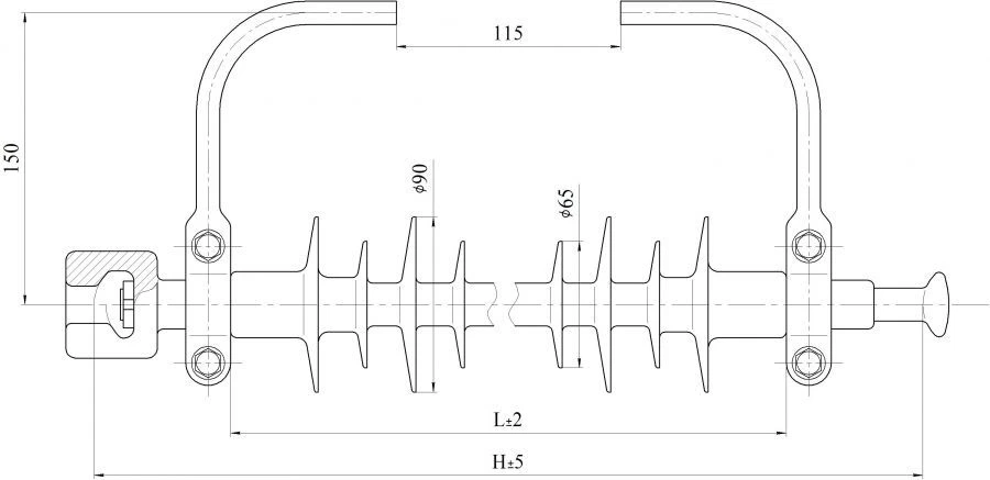Polymer Insulator for Suspension of Lightning Protection Wire LKG 120-270/740-115 GP