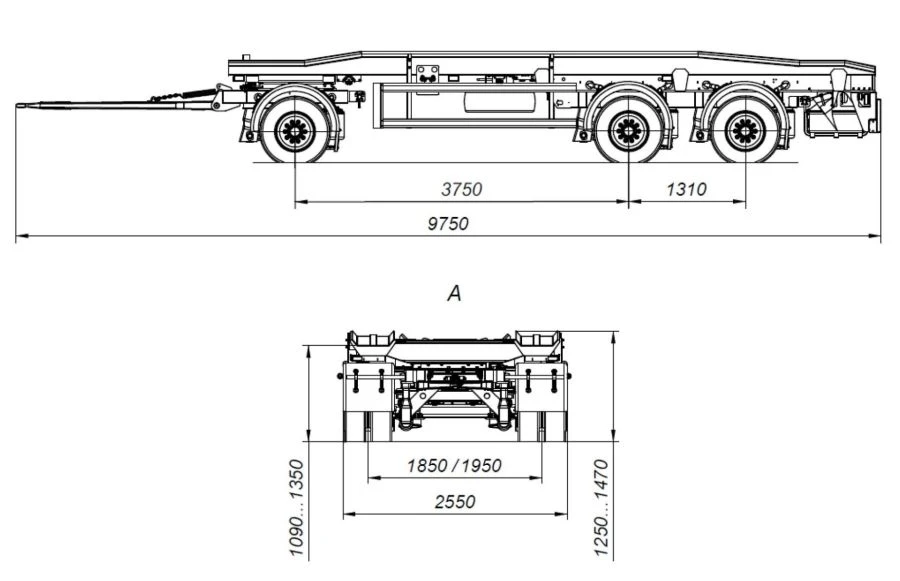 Three-Axle Container Trailer for Transporting 12 Ton Containers AM8454-11A