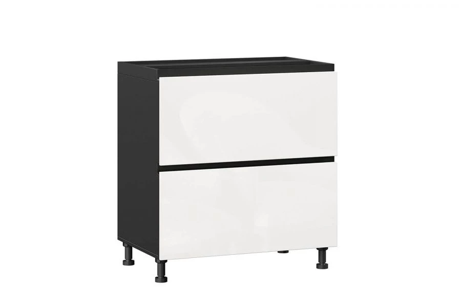 شيرود LD.281160.000 واجهة خزانة مطبخ 800 مع درجين فاخرة (لامع أبيض/أسود)