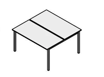 Double Office Desk with Metal Frame - Work Furniture Set