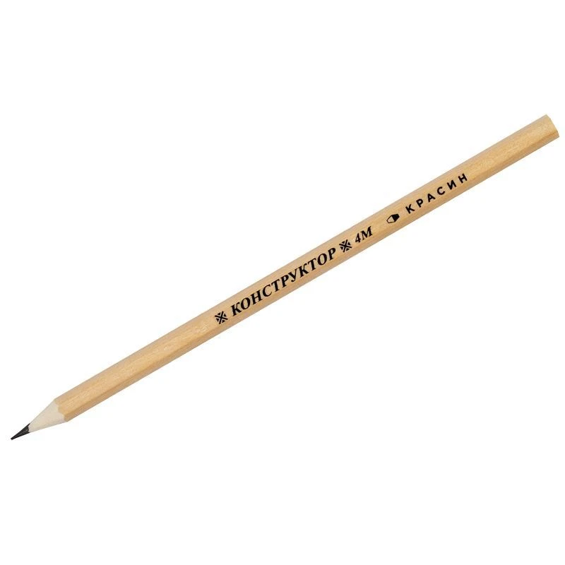 Hexagonal Graphite Pencil Krasin "Constructor" 4M (4B), Sharpened