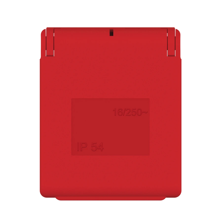 Panel Socket with Grounding 16A, 250V~, IP54, Red/Red, Art. 231.44