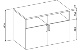 Service Cabinet - White RAL 9003, MDF/Chipboard