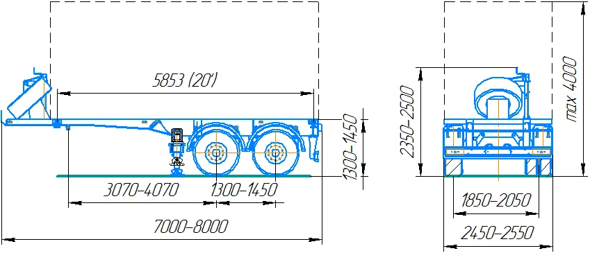 شاحنة نصف مقطورة 949178 لنقل الحاويات