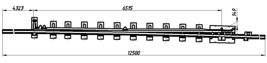 سكة نوع R50 مع نقطة، طراز 1/9 (مشروع 3045.02.000/-01)