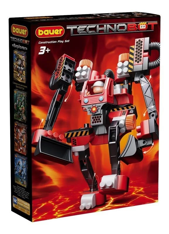 Bauer TechnoBot Developmental Building Toy Set with Large Robot and Pilot