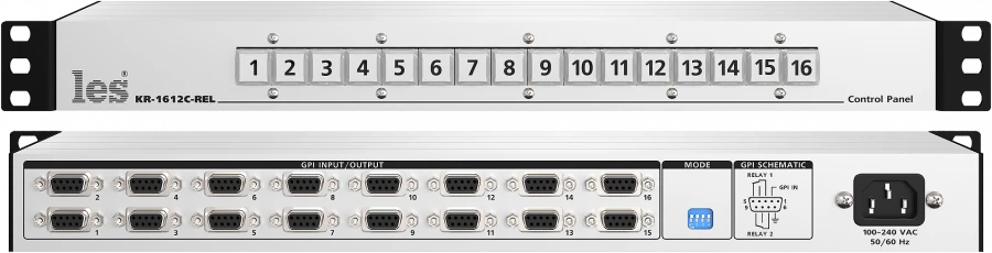 لوحة التحكم GPI مع 16 زر وإمداد طاقة مدمج - KR-1612C-REL