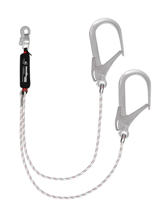 Double Non-Adjustable Rope Lanyard with Shock Absorber aB22 110