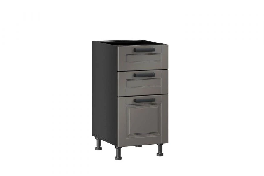 Kitchen Cabinet 400 with 3 Drawers, Model LD.270580.000, Luxe (Black, No Handle)