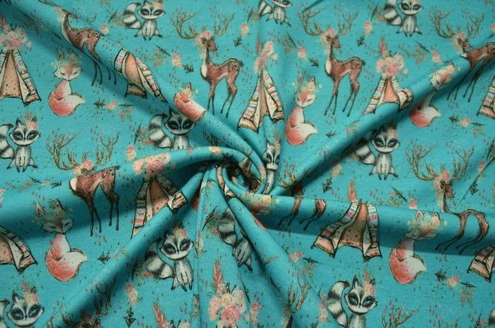 قماش محبوك إنترلوك مطبوع 100% قطن