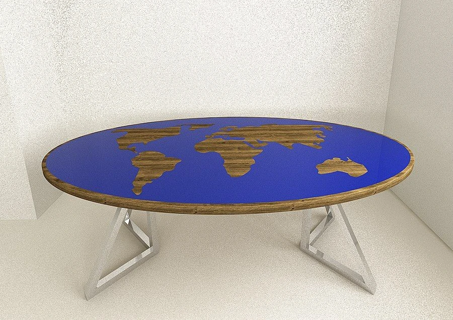 طاولة مؤتمرات بيضاوية - سطح من خشب البلوط الصلب