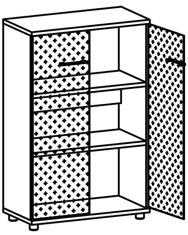 خزانة مستندات مع أبواب زجاجية 9305 سلسلة بروكلين