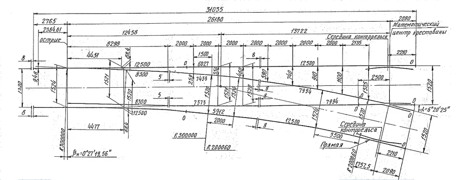 R65 Switch Type for Track Transition Model 1/9 Project 2434.00.000-04