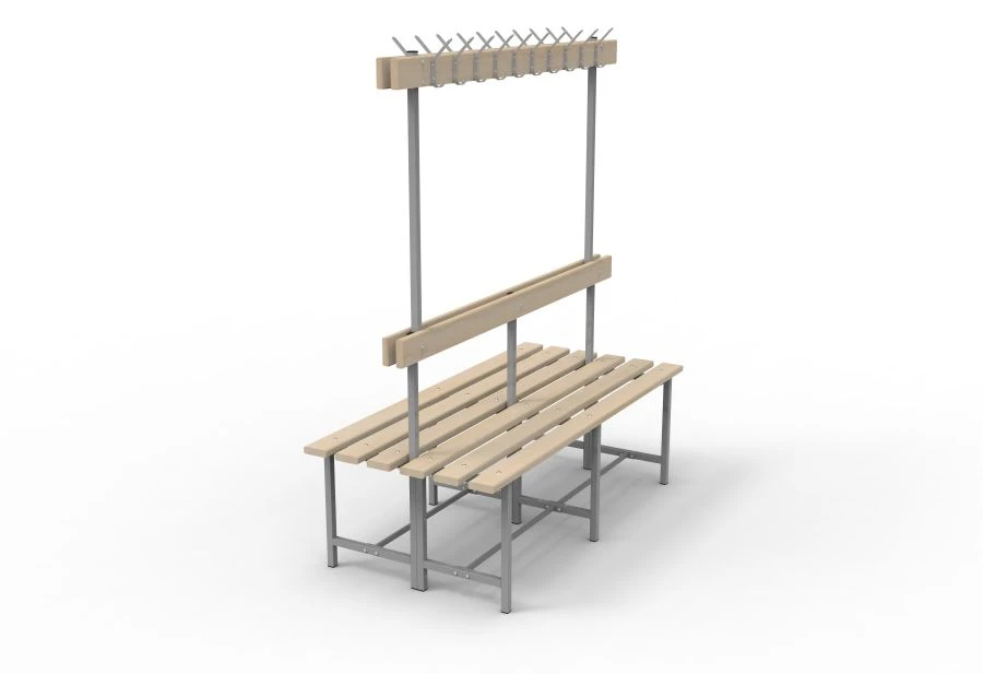 Dual-Sided Bench with Hooks for Changing Rooms SVT-5/2