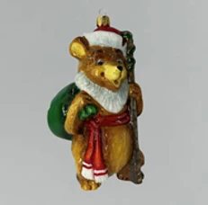 Handcrafted Glass Christmas Ornament "Santa Bear