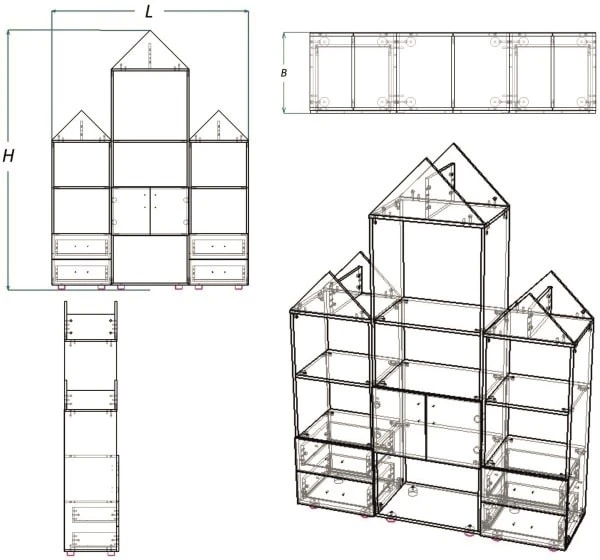 Children's Storage Wall Teremok (DST Series)