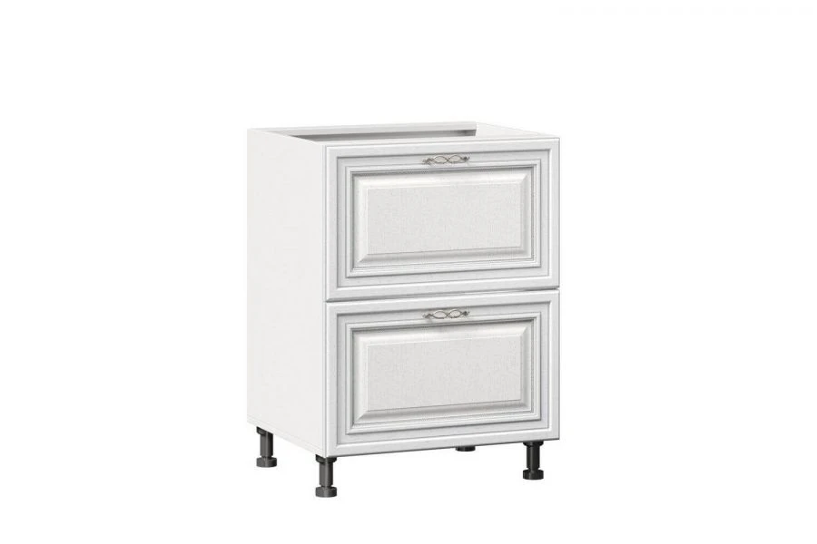 Luxurious Kitchen Cabinet 600 with 2 Drawers Model LD.270790.000 (White, Handle-less)
