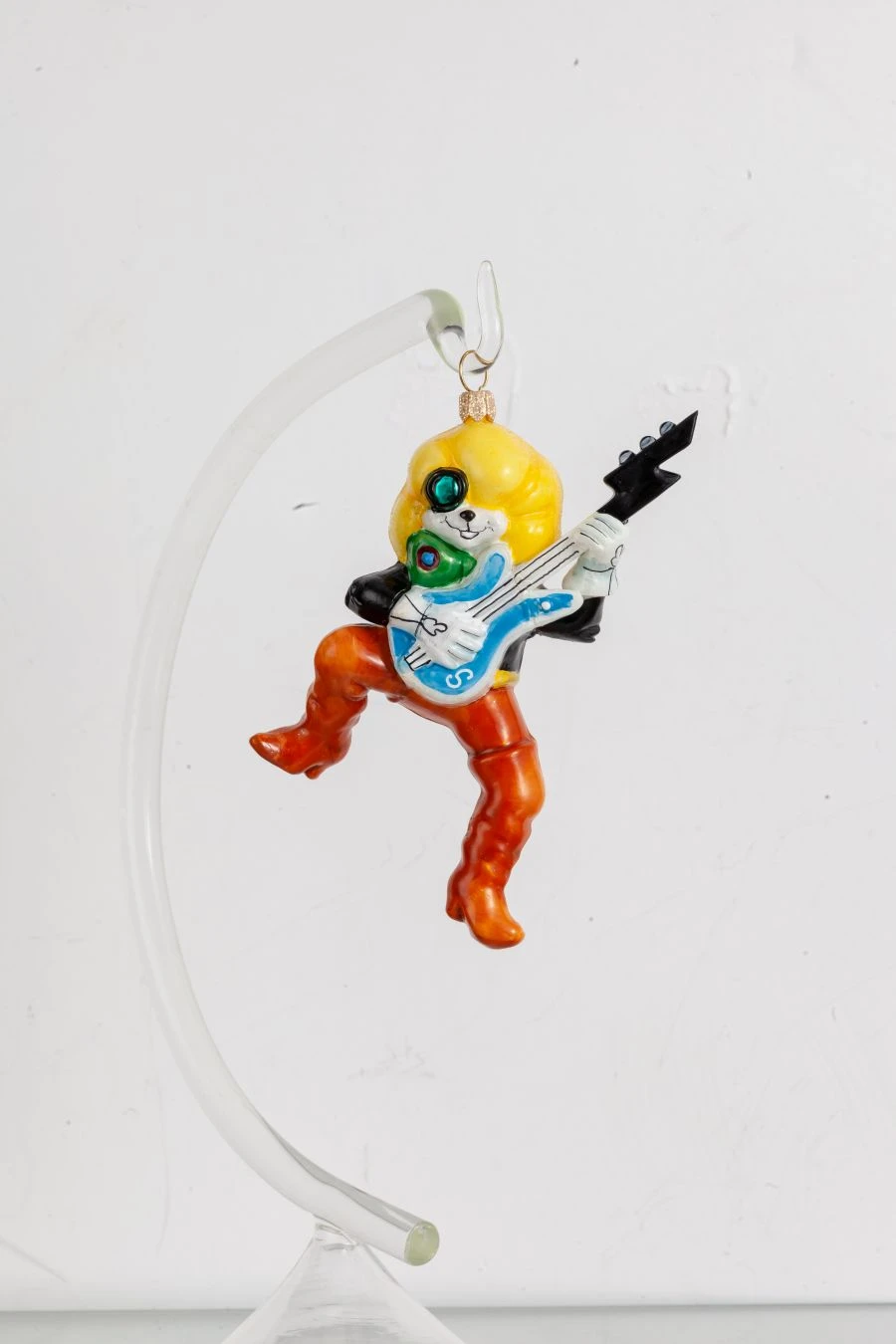 Handcrafted Glass Christmas Ornament "Cat with Guitar