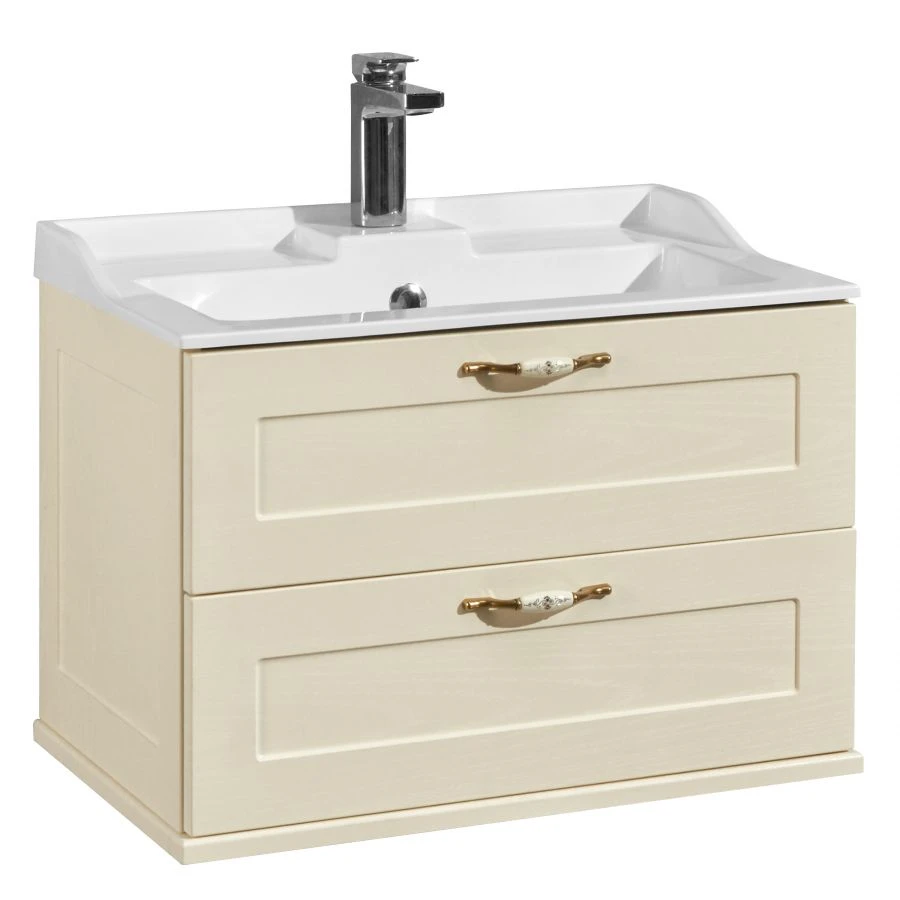 Aquaton Leon 65 Wall-Mounted Sink Cabinet in Beige Oak 1A187001LBPR01.A187.0.01L.BPR.0