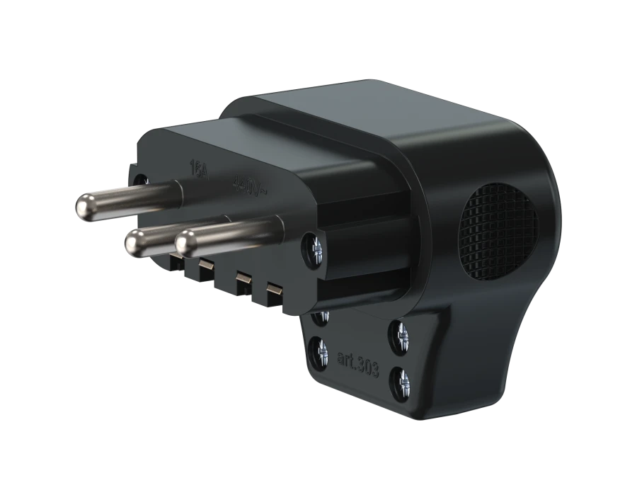 Electrical Connector Plug 3P+E, 16A, 440V~, Black, Art. 303.13