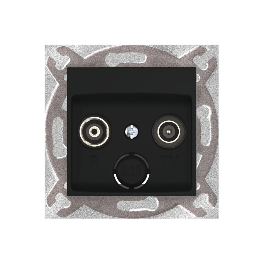 Caduceus Aling Prestige Hidden Installation TV/FM Socket, Black (Soft Touch), Art. 6012P.E1