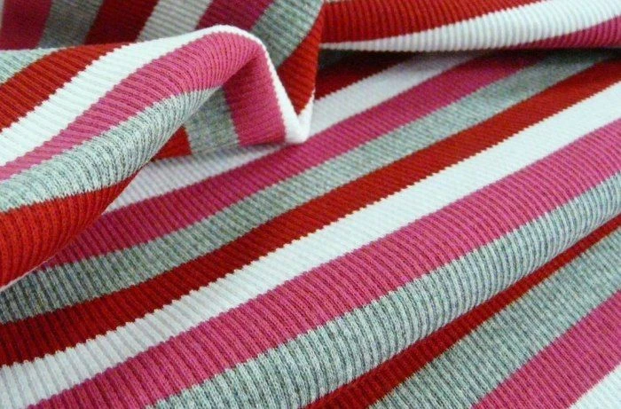 Knit Ribbed Fabric, Printed and Solid Dyed, 100% Cotton