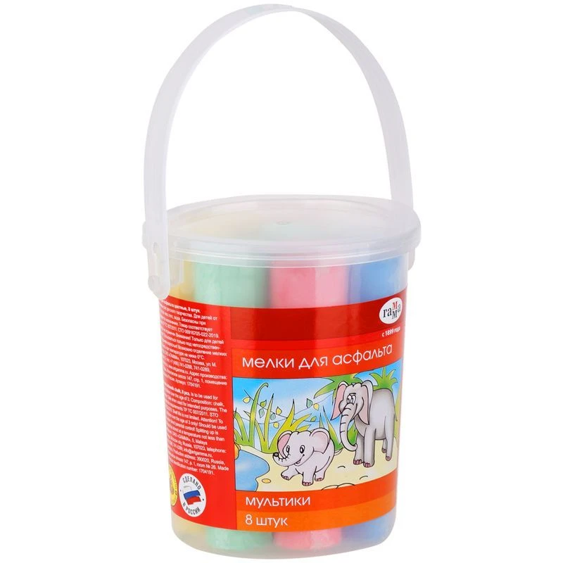 Colored Asphalt Chalk "Cartoons", 8 Pieces