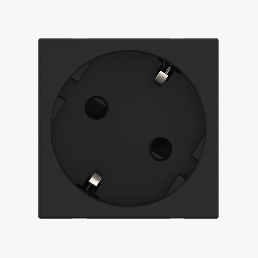 CADUCEUS ALING HIDE Modular Socket with Grounding, 16A, 250V, 45 Degrees, Black