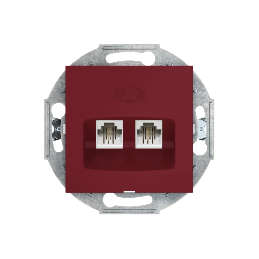 CADUCEUS ALING PRESTIGE Double Telephone Socket 2xRJ12 6P2C, Burgundy, Art. 6011.3