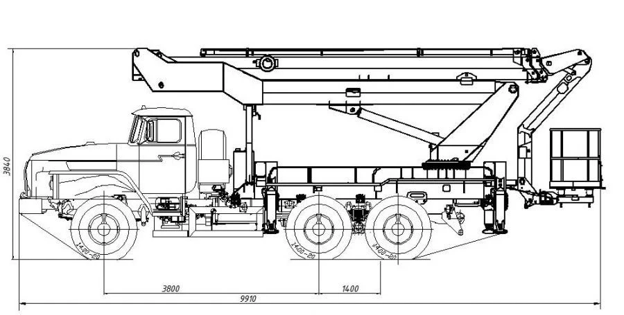 منصة العمل الجوية كتا-32 على هيكل أورال 4320