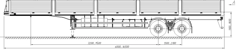Semi-Trailer 98131D with Load Space - Frame, Platform, and Sides