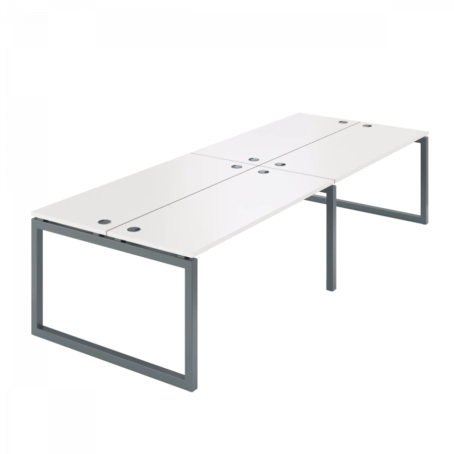 Double Bench on Metal Frame for 4 Workstations, Model SMS4-O-12K.149.Pr25