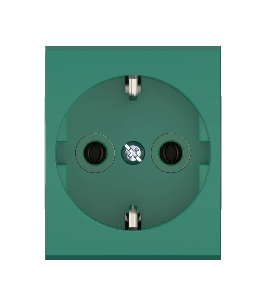 Caduceus Aling Mode 16A Grounded Socket without Shutters 250V, Green, Model 651.12