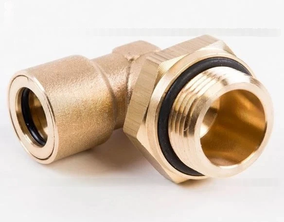 Brass Elbow Fitting for Polyamide Pipe 15mm with M16x1.5 Thread
