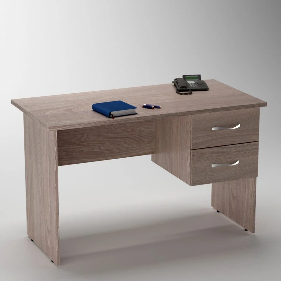 Rectangular Office Desk with 2 Drawers, No Rounded Corners