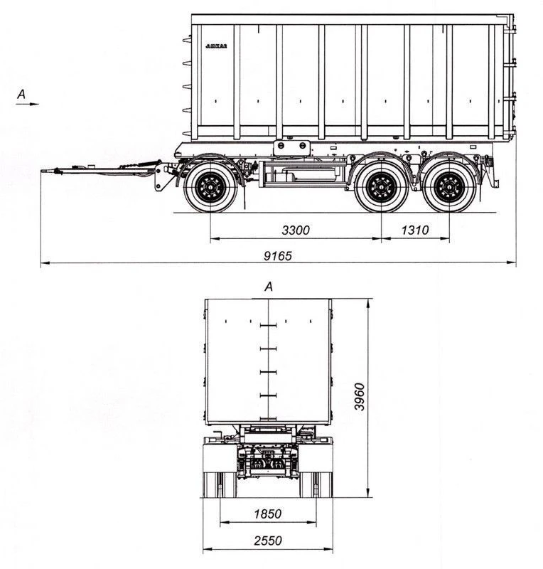 Three-Axle Scrap Transport Trailer 8465-31 with HJD13Y30S18-1840T16-060 Axles, 12 Ton Capacity
