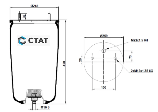 Pneumatic Spring (Air Spring, Air Bag) Without Cup - ST01.00940.00