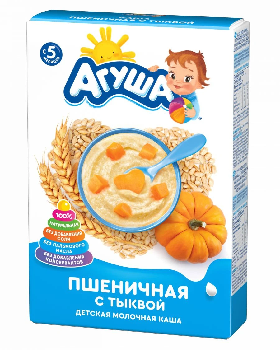 Quick-Dissolving Wheat Milk Porridge with Pumpkin "Agusha", 200g