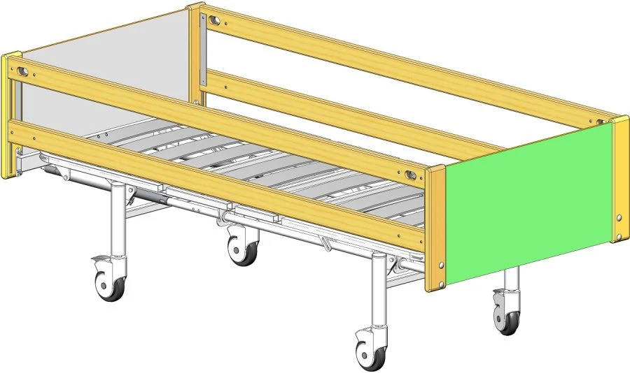 Functional Hospital Bed on Wheels with Wooden Side Rails - KФ3-01-«МСК» (МСК-6103Л)