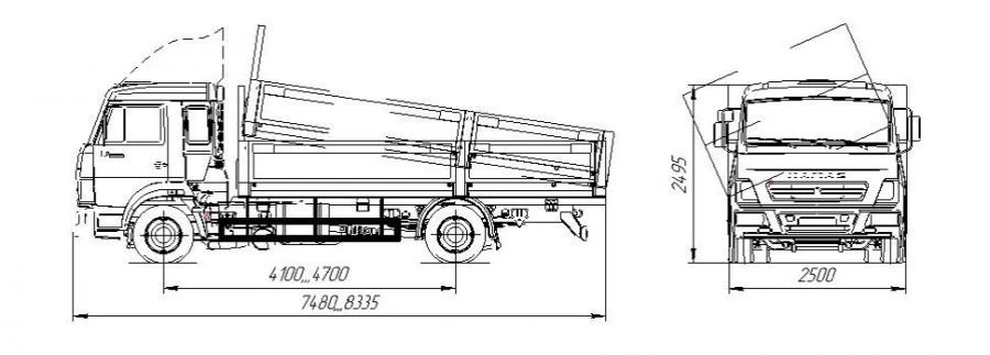 Special Truck Dumper with Three-Sided Discharge, Model 3957КА, KAMAZ Chassis 4308-G5