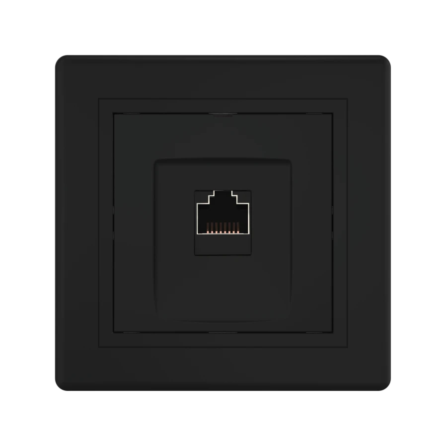 CADUCEUS ALING PRESTIGE Computer Socket with Keystone RJ45 8P8C Cat.6 FTP, Black (Soft Touch)