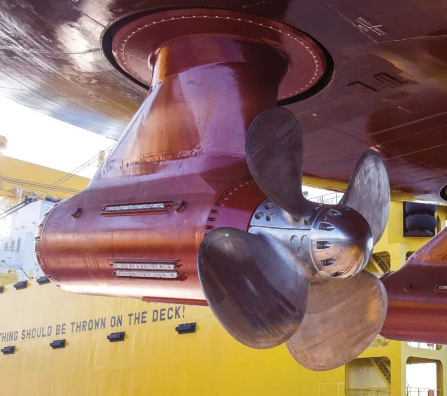 عمود توجيه دفع مع مروحة مثبتة