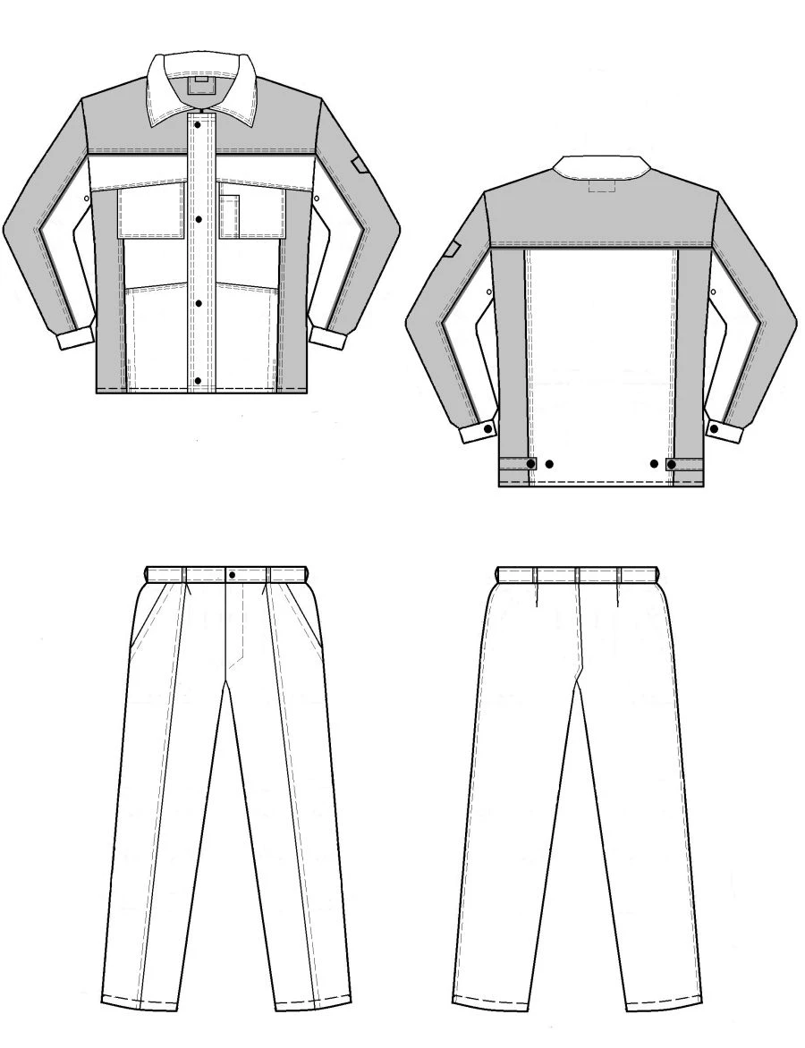 Men's Protective Suit (Jacket, Pants, Headgear) for Industrial Use