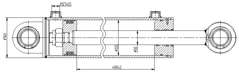 أسطوانة هيدروليكية 1145.00.00.00 (125x50-400 مم) 16 ميجا باسكال