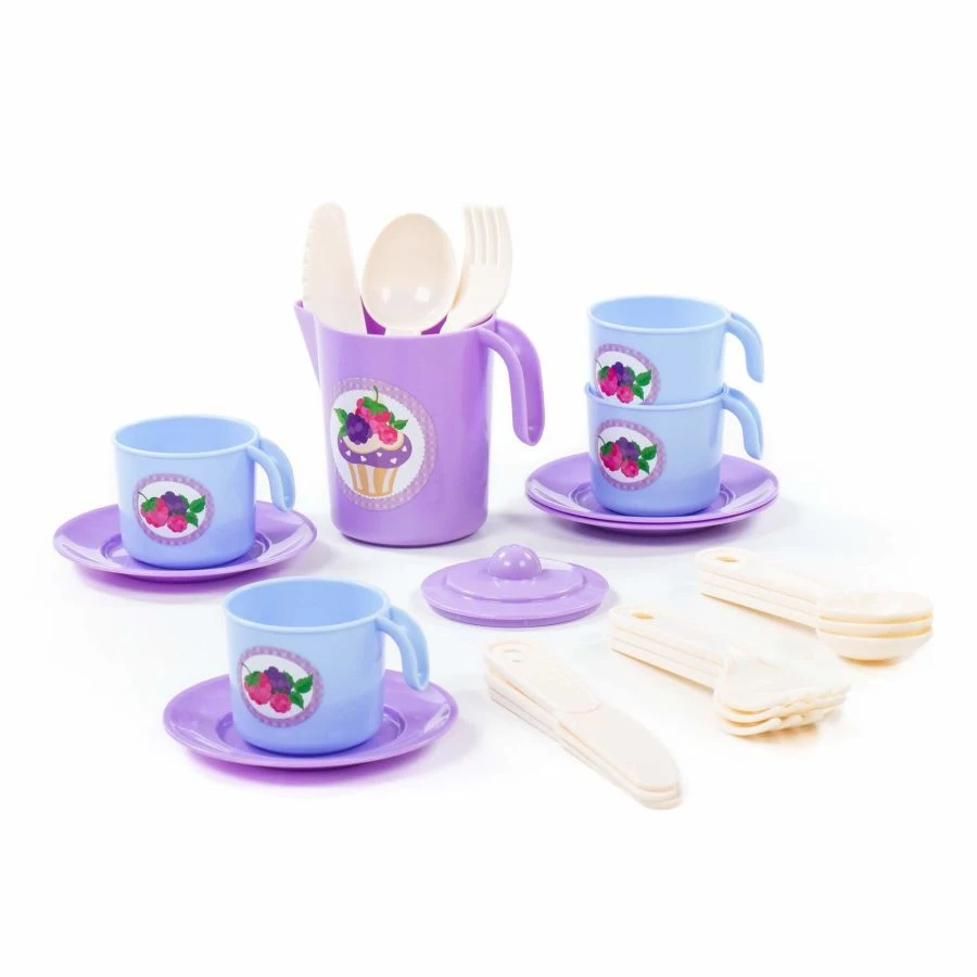 Colorful Children's Tableware Set for Dolls, Service for 4 - Anuta Collection