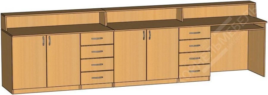 Long Library Desk KБ with Drawers and Shelves